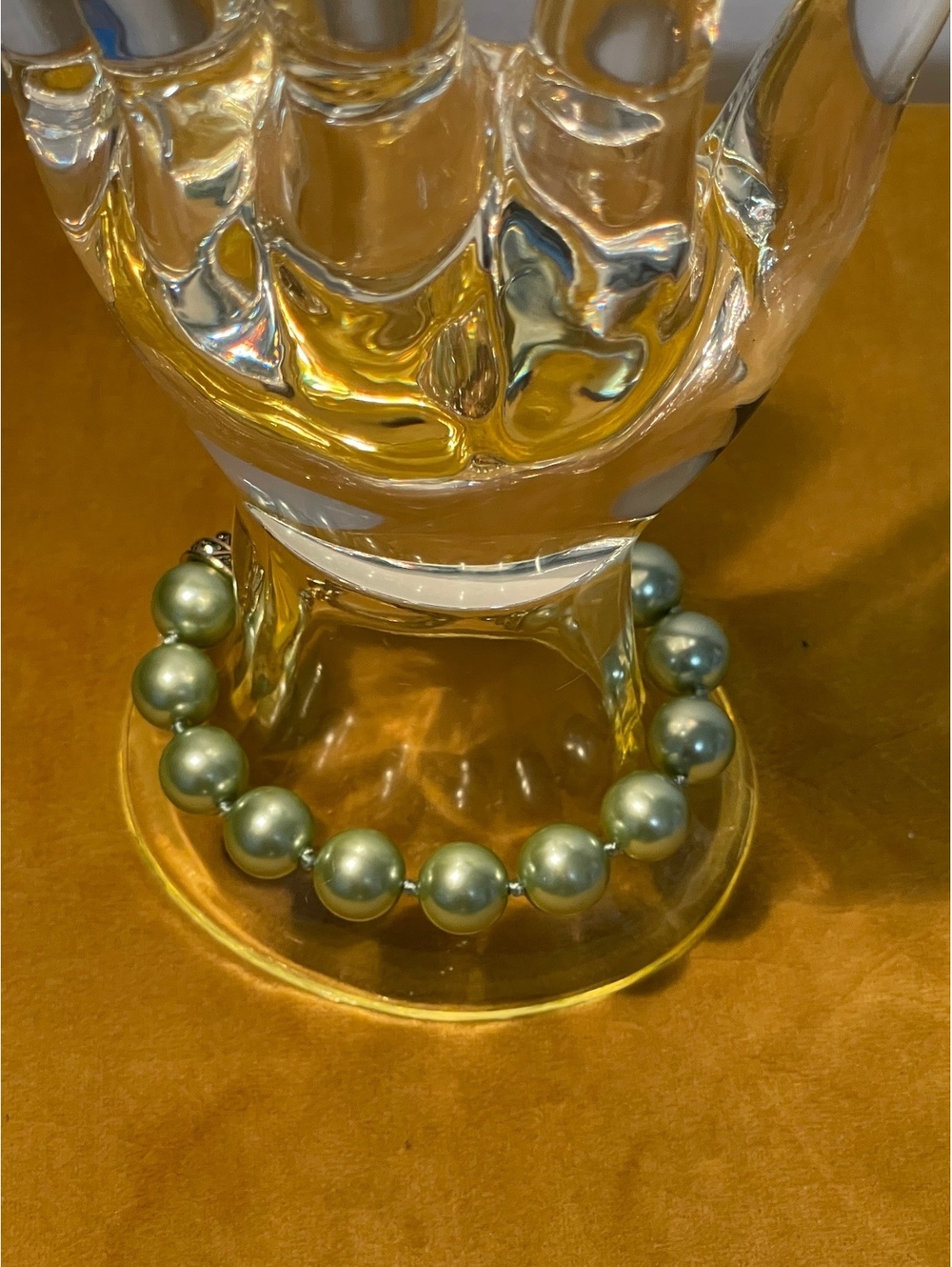 Heidi Daus Green Pearl Crystal Toggle Bracelet Boxed